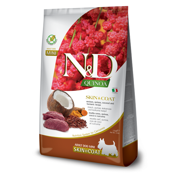N&D QUINOA TAHILSIZ SKIN & COAT BILDIRCIN, HİNDİSTAN CEVİZİ YETİŞKİN TÜM IRKLAR 800g